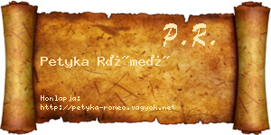 Petyka Rómeó névjegykártya